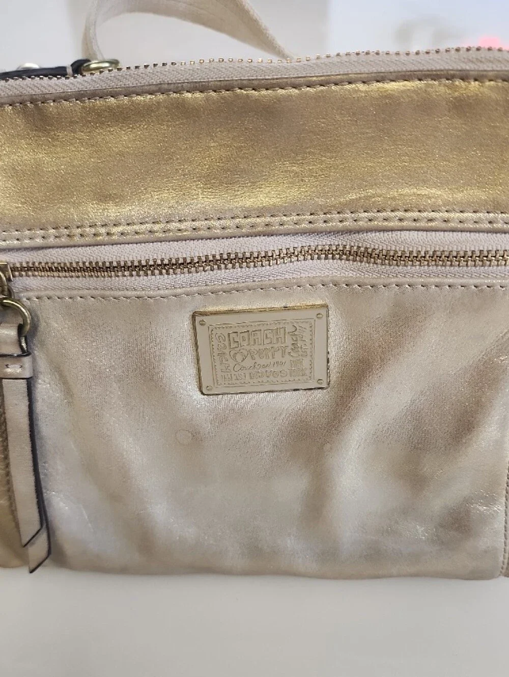 Coach Metallic Champagne Crossbody Bag